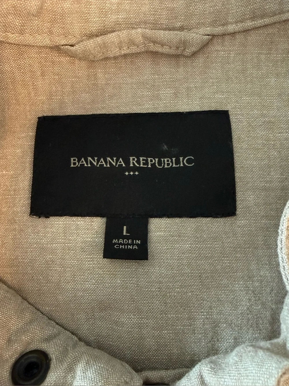Banana Republic Mens Linen Blend Bomber Jacket Large Sand Castle Tan Zip